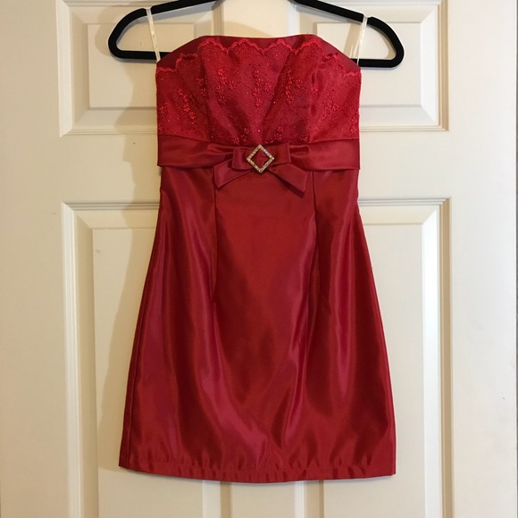 Jessica McClintock for Gunne Sax Red Satin Dress - Picture 1 of 4